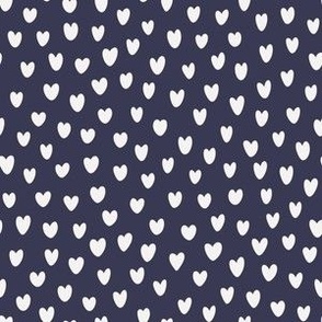 Hand Drawn Valentine Hearts - White Hearts on Dark Plum Purple - 6x6 inch repeat - Medium