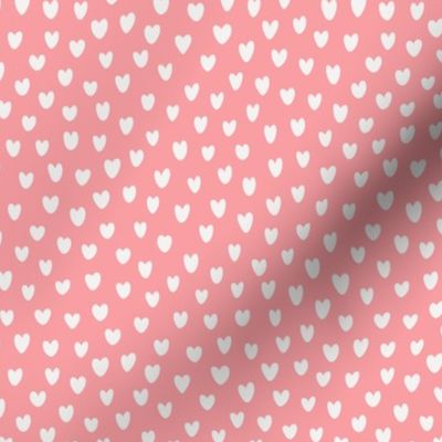 Medium Scale - Hand Drawn Valentine Hearts - White Hearts on Cupcake Pink