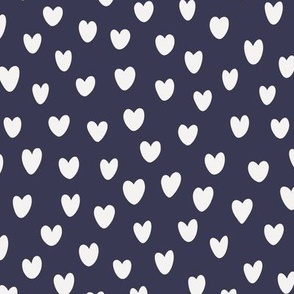 Large Scale - Hand Drawn Valentine Hearts - White Hearts on Dark Plum Purple