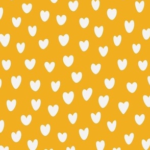 Large Scale - Hand Drawn Valentine Hearts - White Hearts on Buttercup Yellow