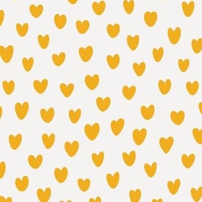 Large Scale - Hand Drawn Valentine Hearts - Buttercup Yellow Hearts on White