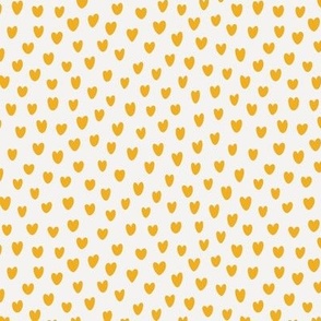 Medium Scale - Hand Drawn Valentine Hearts - Buttercup Yellow Hearts on White