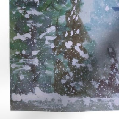 Winter wonderland watercolor painting art towel