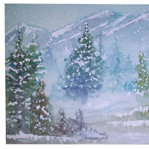 Winter wonderland watercolor painting art towel