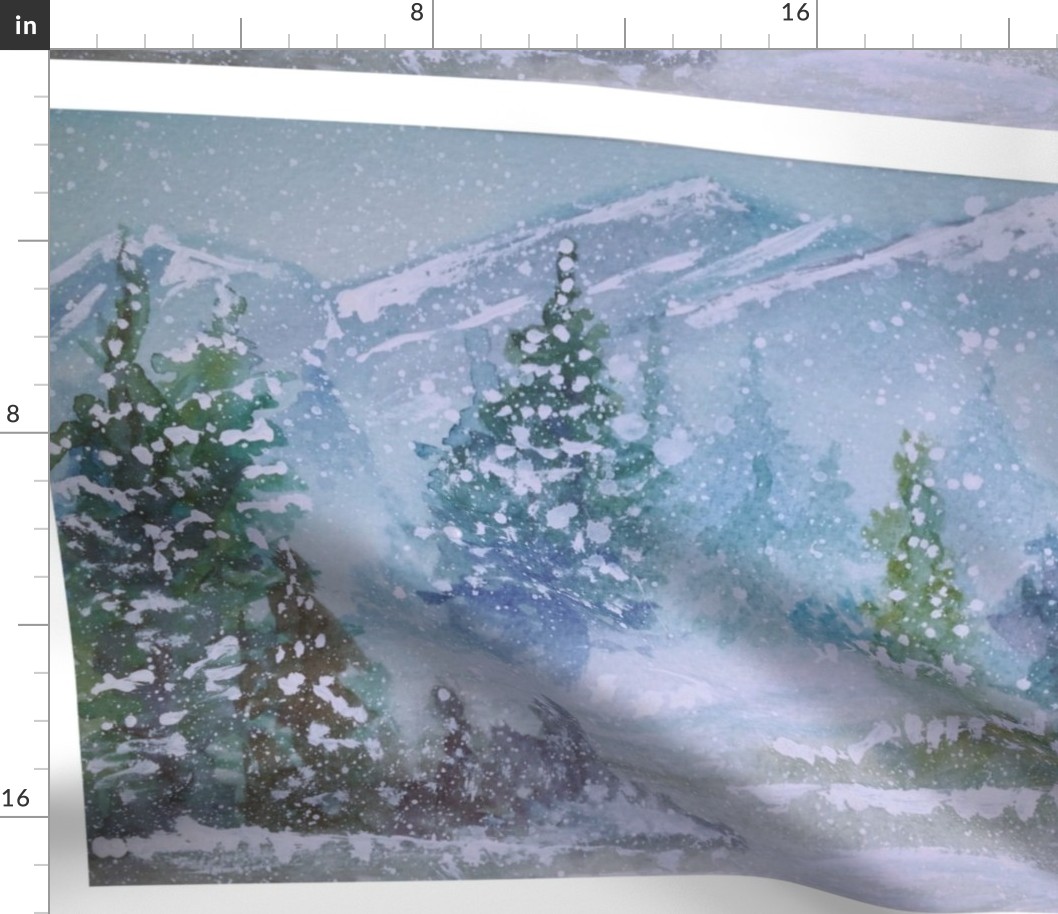 Winter wonderland watercolor painting art towel