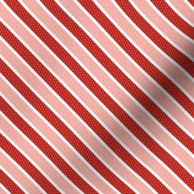 Retro textured stripe - poppy red and rose pink
