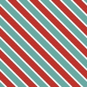 Retro textured stripe - teal and poppy red