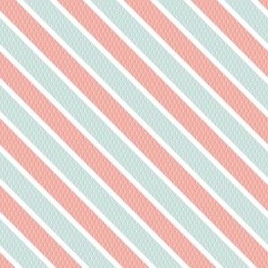 Retro textured stripe - rose pink and sea glass