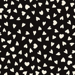 Medium Black and Cream Duotone Scattered Hearts Coordinate for a Spooky Halloween