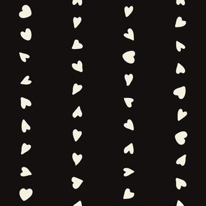 M | Love Heart Vertical Stripes in Ghostly Cream on Spooky Black Monochrome Cute Basic Kids Valentine and Halloween Blender