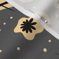 abstract retro floral gray