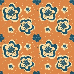 abstract retro floral peach