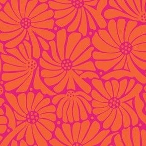 Big Groovy Flowers - orange pink