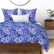 LARGE: Tropical flowering overlapping simple blue hue florals
