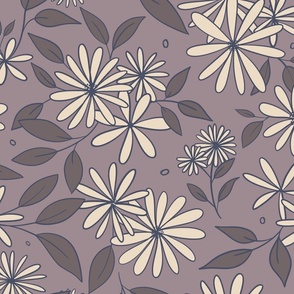 daisies, desaturated purple