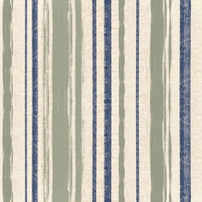Coastal Chic Lichen Green and Classic Navy Stripes - Vertical