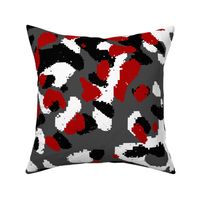 Red, black, white and Gray Camo Abstract