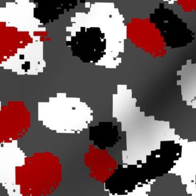 Red, black, white and Gray Camo Abstract