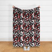 Red, black, white and Gray Camo Abstract