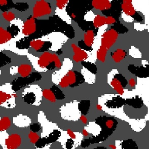 Red, black, white and Gray Camo Abstract