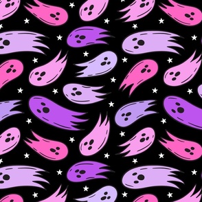 Halloween Ghosties Purple Pink Black BG Rotated - Large Scale