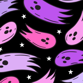 Halloween Ghosties Purple Pink Black BG Rotated - XL Scale