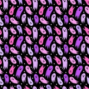 Halloween Ghosties Purple Pink Black BG - Small Scale