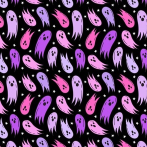 Halloween Ghosties Purple Pink Black BG - Medium Scale
