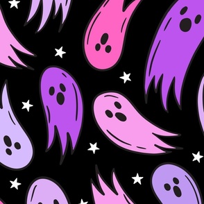 Halloween Ghosties Purple Pink Black BG - XL Scale