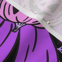 Jack O Lantern Halloween Floral Purple Pink Black BG Rotated - XL Scale