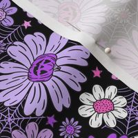 Jack O Lantern Halloween Floral Purple Pink Black BG - Small Scale