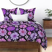 Jack O Lantern Halloween Floral Purple Pink Black BG - XL Scale