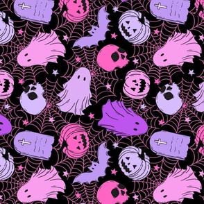 Happy Halloween Purple Pink Black Rotated - Large Scale