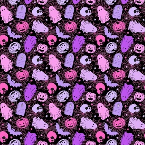 Happy Halloween Purple Pink Black - Small Scale