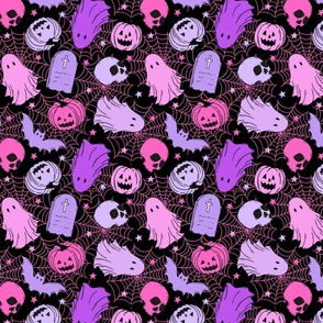 Happy Halloween Purple Pink Black - Medium Scale