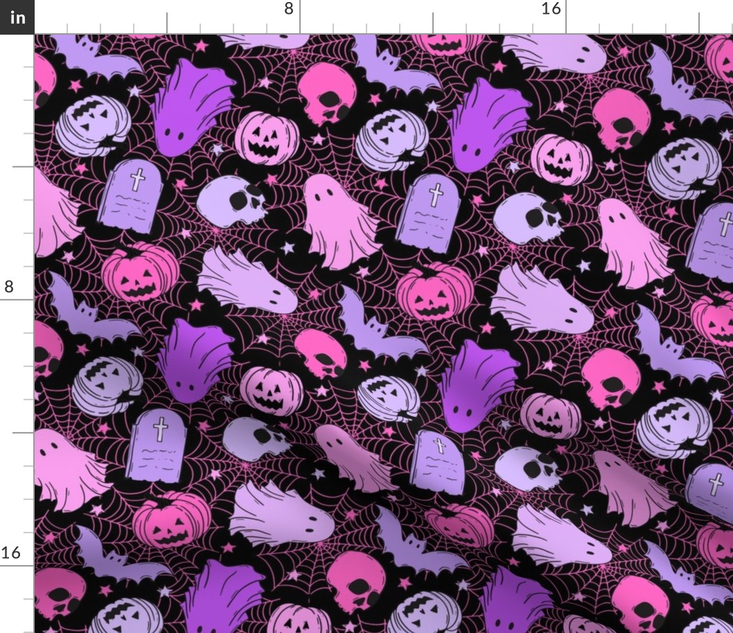 Happy Halloween Purple Pink Black - Medium Scale