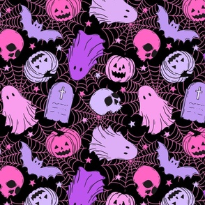 Happy Halloween Purple Pink Black - Large Scale