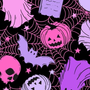 Happy Halloween Purple Pink Black - XL Scale