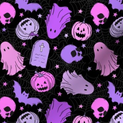 Happy Halloween Purple Lilac Black BG - Small SCale