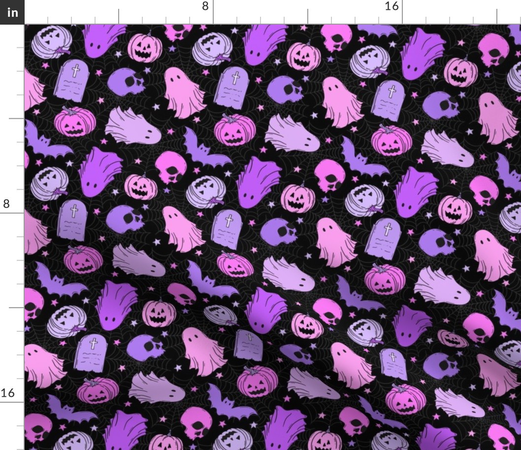 Happy Halloween Purple Lilac Black BG - Small SCale