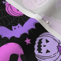 Happy Halloween Purple Lilac Black BG - Medium SCale