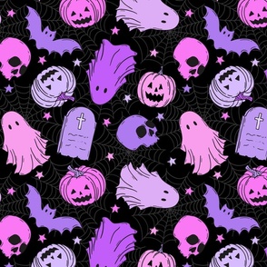 Happy Halloween Purple Lilac Black BG - Large SCale