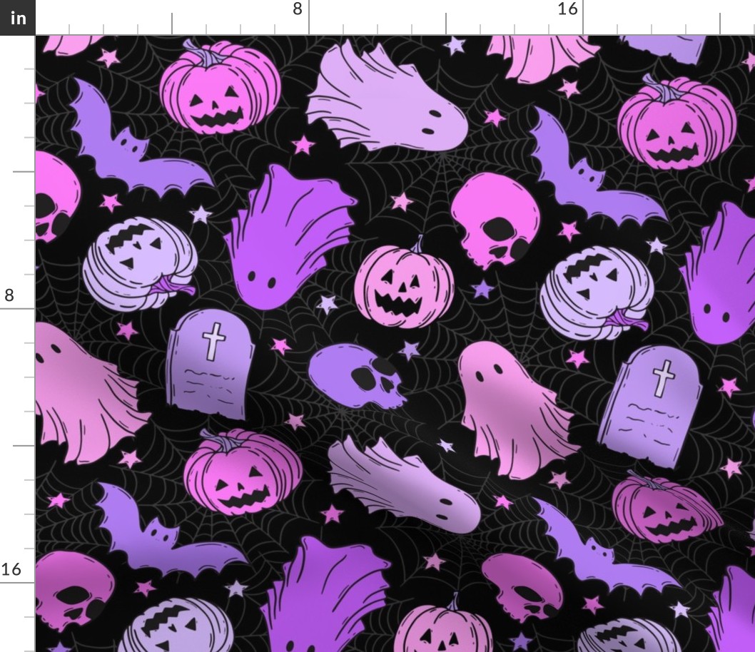 Happy Halloween Purple Lilac Black BG - Large SCale