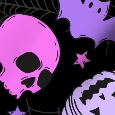 Happy Halloween Purple Lilac Black BG - XL SCale