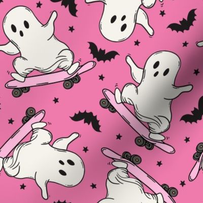 Skateboarding Ghosts Pink BG - MediumScale