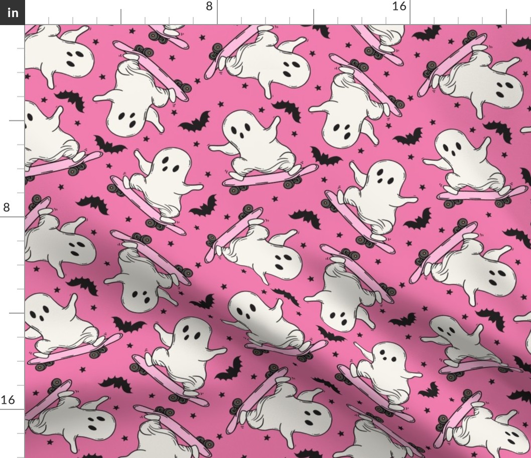 Skateboarding Ghosts Pink BG - MediumScale