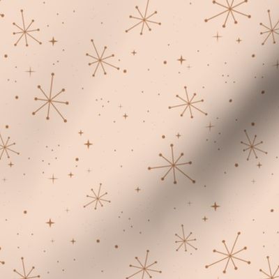 Seasonal Party - Fifties vintage snowflakes and stars magic snowy sky and starry boho winter night seasonal winter design caramel on blush