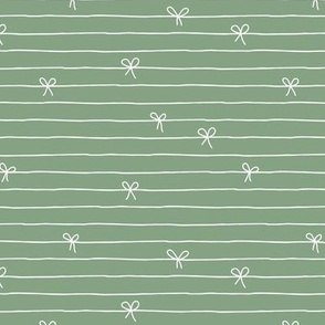 Minimalist Christmas - Abstract freehand stripes and bows boho seasonal gift design white on sage green