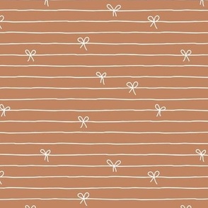 Minimalist Christmas - Abstract freehand stripes and bows boho seasonal gift design white on burnt orange 