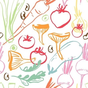 Beautiful hand drawn design with colourful vegetables